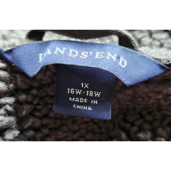 Lands' End Women's Vest Size 1X Gray Faux Suede Sherpa Lined Outdoor Gorpcore - Picture 7 of 8